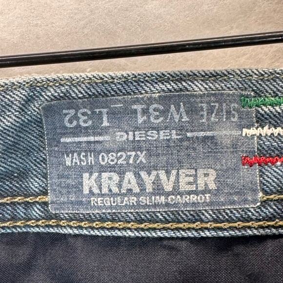 Y2K Diesel Mens Krayver 0827X Regular Slim Jeans Pants Sz 31x32 Distressed - Picture 10 of 11